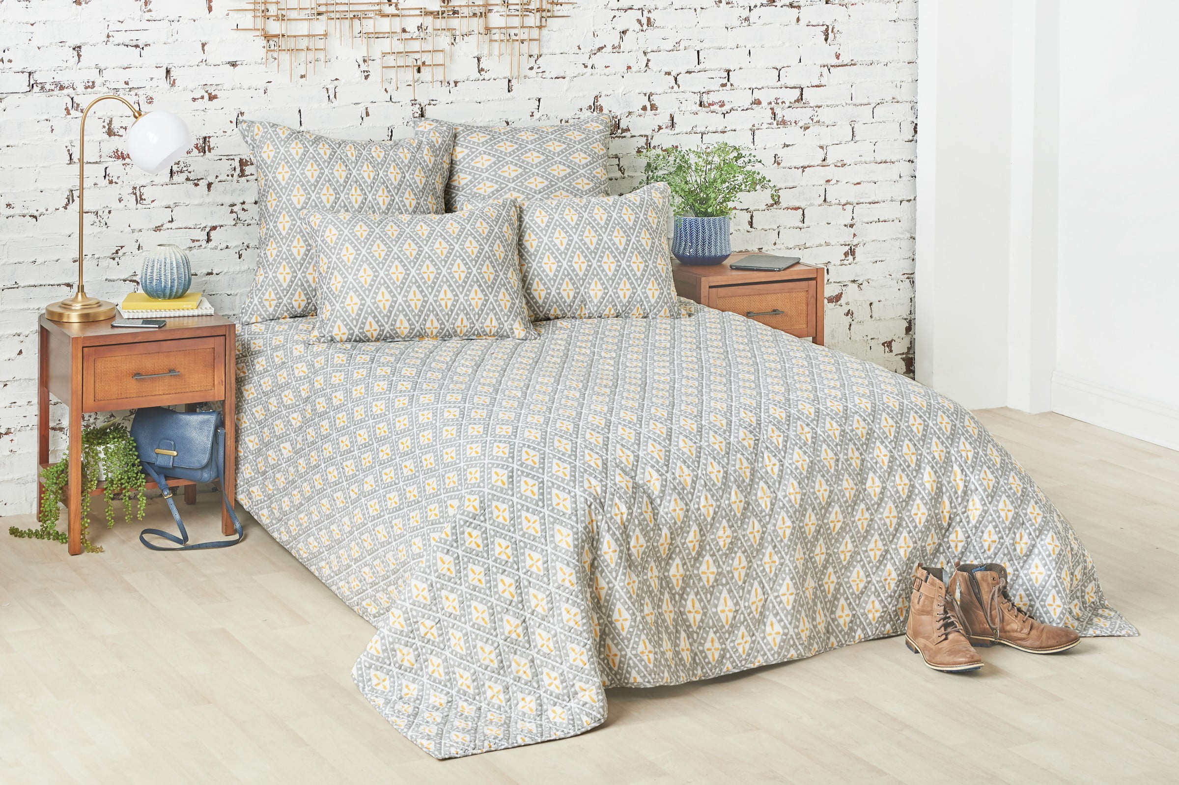 Ochre Cotton Reversible King Quilt