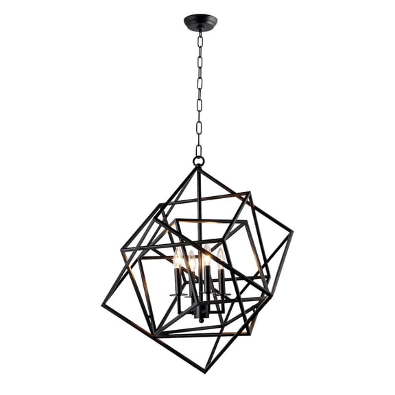 Liam Pendant Lighting Fixture with Cast Iron Frame in Black and Brass Finish