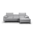 thumbnail image 1 of Liam Premium Leather Sectional in Left Hand Facing Chaise - Light Grey, 1 of 1