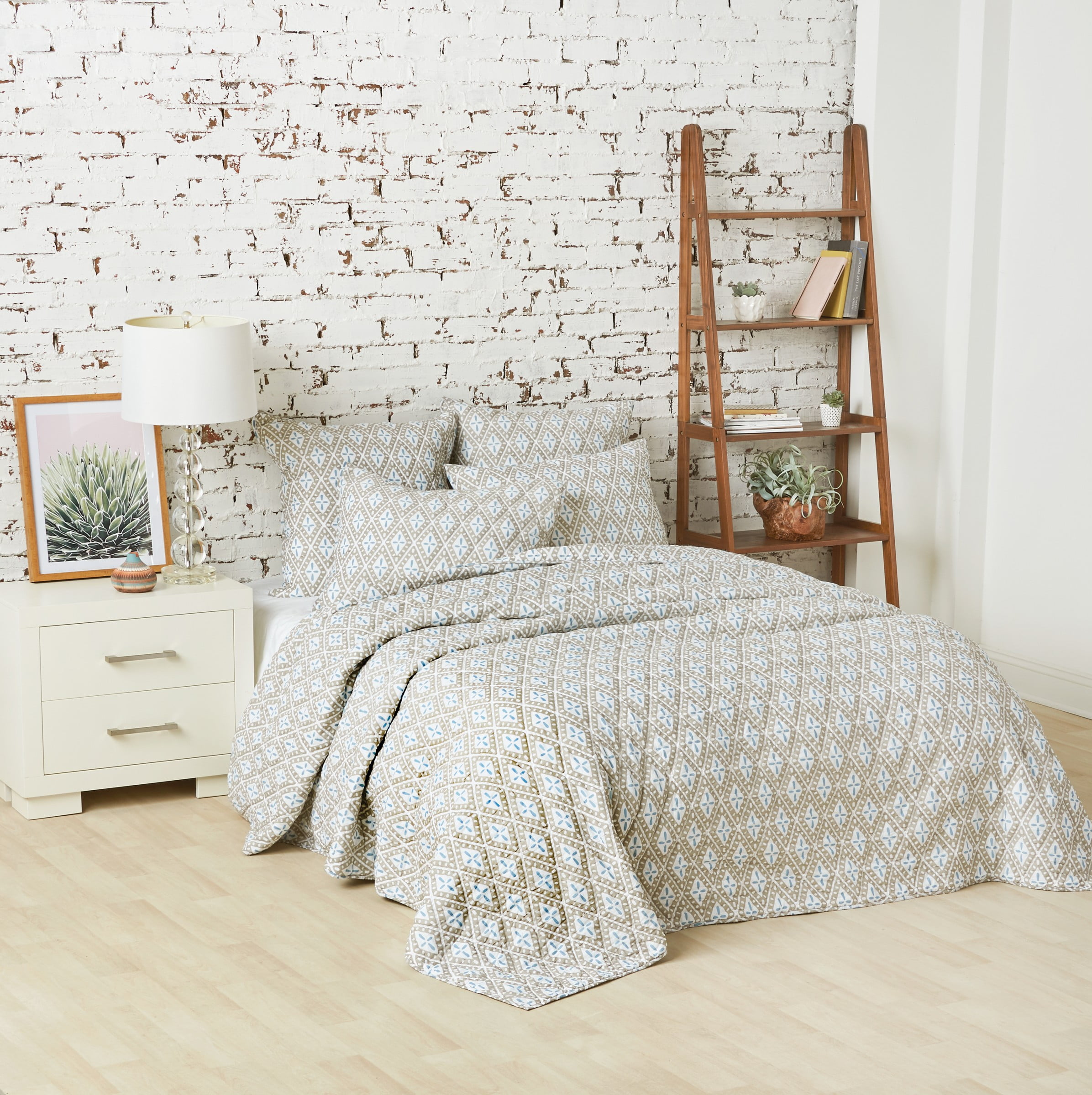 Sky Blue Cotton Reversible Queen Quilt