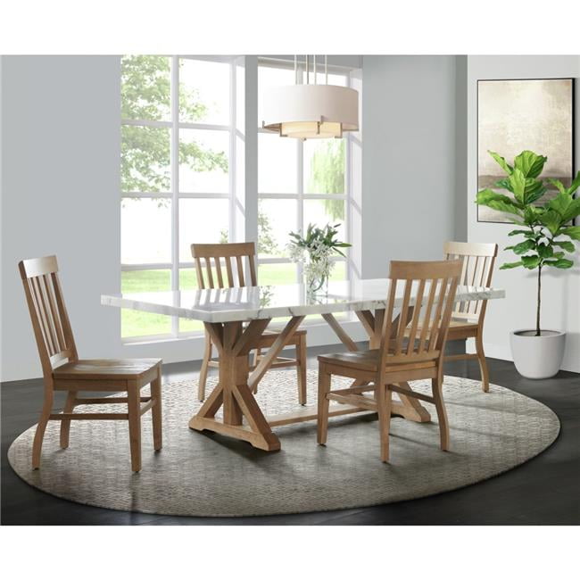 Transitional Beige and Gray Marble Rectangular Dining Table