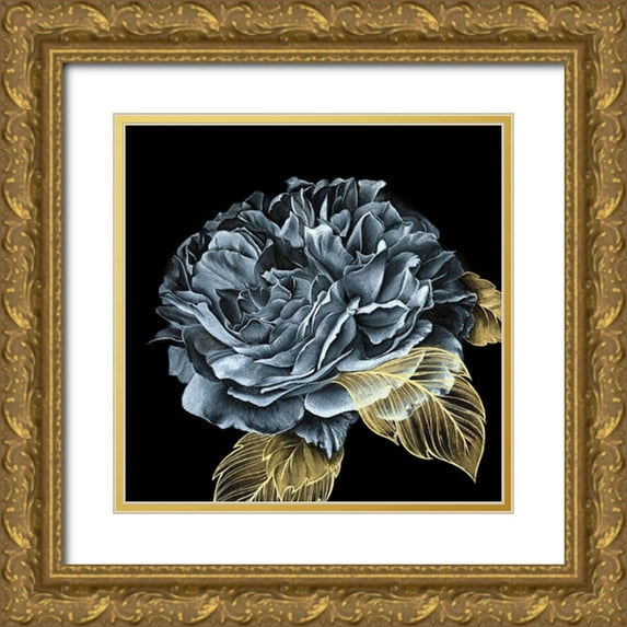 Liama, Lily 26x26 Gold Ornate Wood Framed with Double Matting Museum Art Print Titled - River Roses I