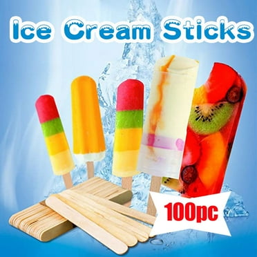 100 Pcs Wood Popsicle Sticks Ice Cream Sticks Natural Wood Stick For Ice Cream Mold Popsicle Making Essentials Summer Must Have