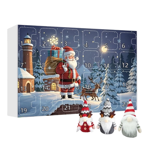 2Pcs 2024 Christmas Dwarfs Advent Calendar, Christmas Arrival Calendar Box, Countdown Christmas Gnome Advent Calendar Kids Plush Toy Surprising Box