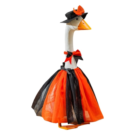 Liamobondopolis 3 Piece Halloween Tulle Goose Decor Wrap Set with Hat & Bow 23 In Fall Yard Porch Goose Figurine Accessory