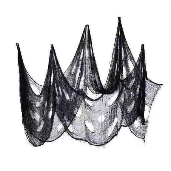 Liamobondopolis 30 x71Inch Black Halloween Creepy Gauze Cloth Spooky Fabric for Halloween Decorations Indoor Outdoor Wall Doorway and Yard Decor