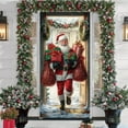 thumbnail image 1 of Liamobondopolis 35x71 Inch Christmas Door Cover Santa Claus Pattern Polyester Holiday Decor for Front Door Wall Table Party Decoration, 1 of 5