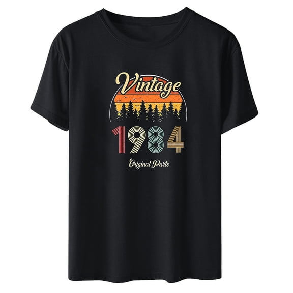 40th Birthday Gift for Women Vintage 1984 Shirt Letter Print Retro Party Tops Casual Short Sleeve Tee