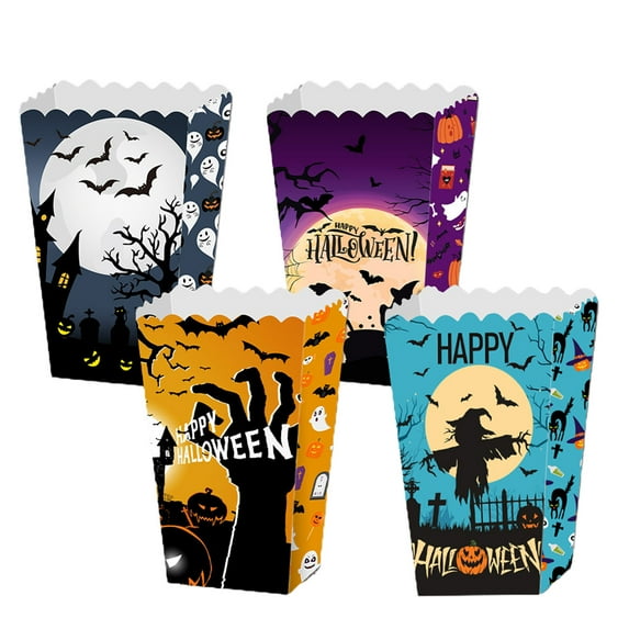 Liamobondopolis 4pcs Halloween Red Hand Snack Popcorn Boxes - Spooky Party Decor for Treats & Snacks, Perfect for Halloween Celebrations