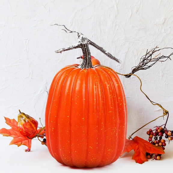 Liamobondopolis 9 Inch Artificial Foam Pumpkin Decor Realistic Fake Decorative Pumpkins for Halloween Thanksgiving Fall Home Table Centerpiece