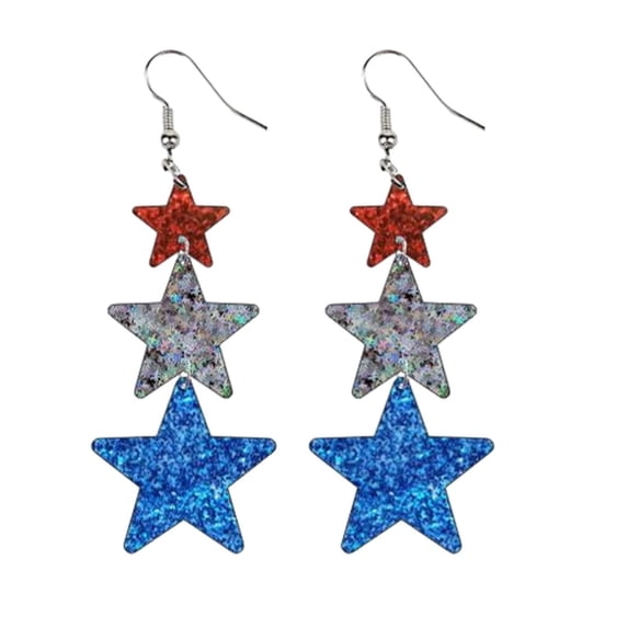 American Patriotic Earrings American Flag Red White And Blue Earrings For Women 4th Of July Dangle Earrings For Women Star Shape