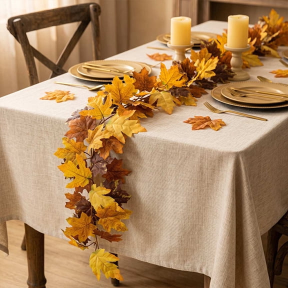 Liamobondopolis Artificial Fall Maple Leaf Garland for Home Decor Thanksgiving Fireplace Mantel and Seasonal Indoor Accent Styling 79 In