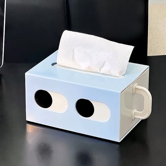 Liamobondopolis Cartoon Eye Print Tissue Box Built In Side Carry Handle Easy Refill Decorative Holder for Bedroom and Vanity Spaces