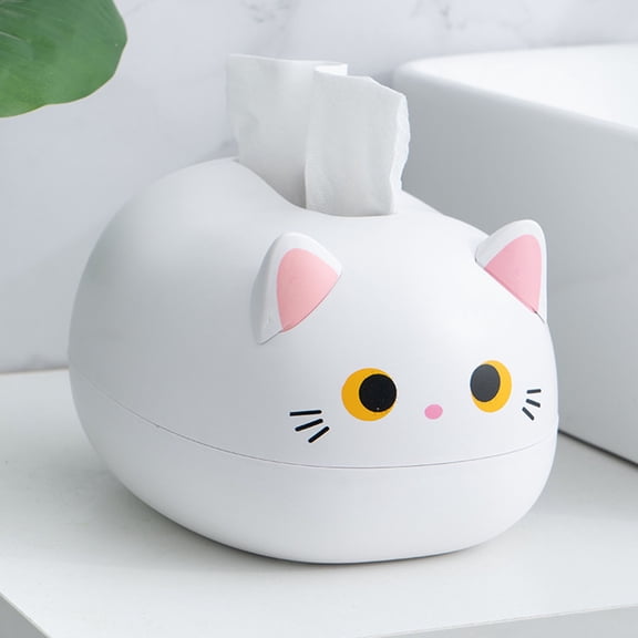 Liamobondopolis Cat Shaped Tissue Box with Split Design, Quick Refill Napkin Holder for Vanity and Kitchen Counter Cute Home Decor