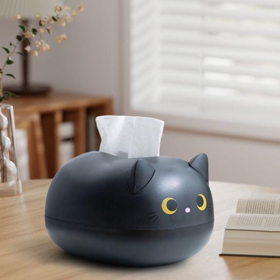 Liamobondopolis Cat Shaped Tissue Box with Split Design, Quick Refill Napkin Holder for Vanity and Kitchen Counter Cute Home Decor