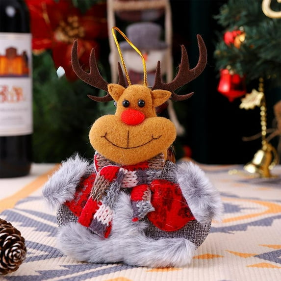 Liamobondopolis Christmas Cloth Pendants Santa Snowman Ornaments 5.5 Inch Soft Fabric Hanging Decor For Tree Home Office Holiday Decoration