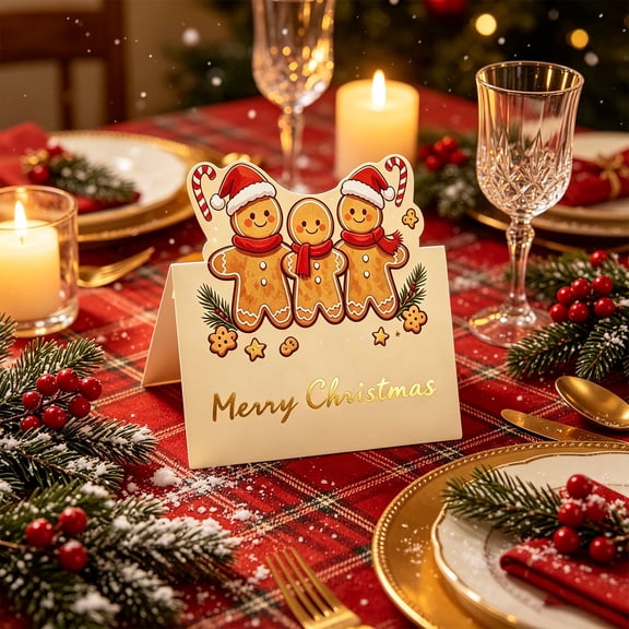 Liamobondopolis Christmas Gold Foil Cards 20 Pack Foldable Place Cards Holiday Party Table Decor Cake Toppers Gift Tags