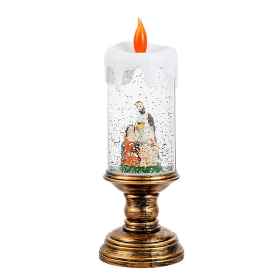 Christmas Jesus Nativity Candle Lights Snow Falling Scene Music Candle Light Christmas Warm Lighting Crystal Lights Home Desktop Decorative Light Christmas Gift for Friends and Family
