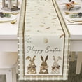 thumbnail image 1 of Colorful Cute Rabbits, Radish, Eggs Themed Table Runner Table Flag, Linen Printed Table Flag, Easter Decor, 4 Sizes (S-XL), Khaki, Durable, Versatile for Home/Restaurant/Party, 1 of 6