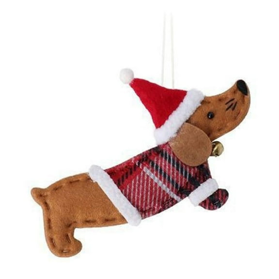 Liamobondopolis Dachshund Christmas Ornament Dog Shape Hanging Decoration 6.1 Inch Non-Woven Fabric Holiday Tree Window Pendant for Pet Lovers
