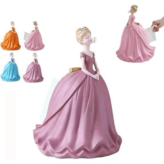 Liamobondopolis Elegant Princess Statue Tissue Box Waterproof Matte Surface for Easy Cleaning Decorative Holder for Living Room and Coffee Table Spaces