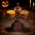 thumbnail image 1 of Liamobondopolis Halloween Candy Bowl Stand, 3 Pumpkin Bowls Serving Tray with Broomstick Base, Spooky Candy Dish for Party, Fall Dessert Stand & Holiday Decor, 1 of 8