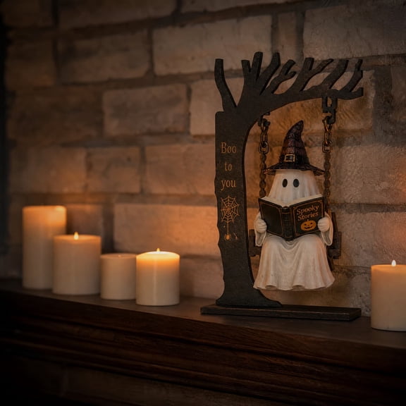 Liamobondopolis Halloween Decorations Indoor Ghost on Swing with Boo to You Text