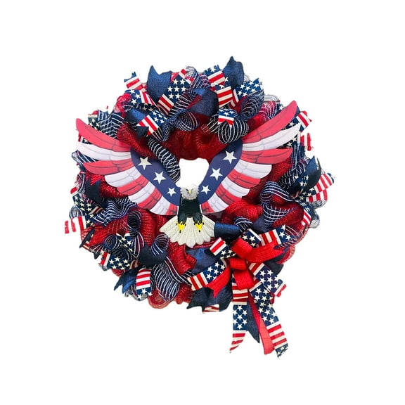 Independence Day Eagle Wreath Home Decoration Hanging American Flag Garland Patriotic Wreath And Pendant for Front Door Porch Wall Window Home Party Supplies