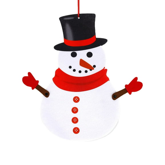 Large Felt Christmas Snowman Hanging Decoration For Wall And Door - Movable Hand Proch Decoration for Holiday Party and Home Decor