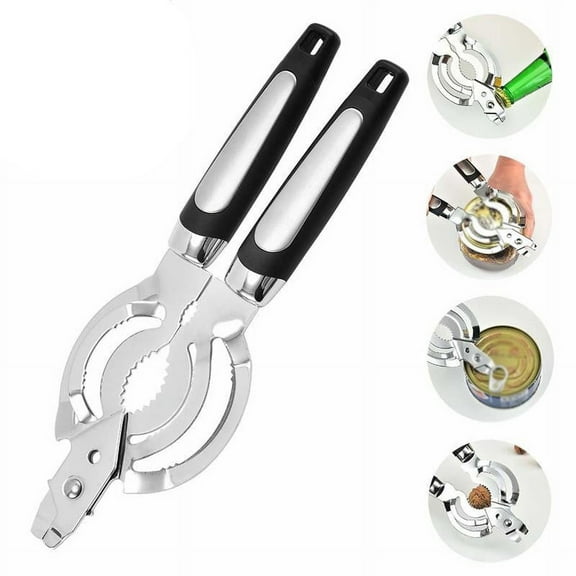 Multi-Functional Stainless Steel Can Opener With Non-Slip Silcone Handle Heavy-Duty Can Opener Jar Opener Kitchen Gadget