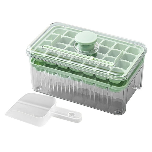 Press Type Ice Trays, Ice Cubes Tray With Lid And Bin,56 Pcs Square Ice Cubes Molds With Ice Scoop,Easy Release & Save Space, Ice Cubes Storage Container Set