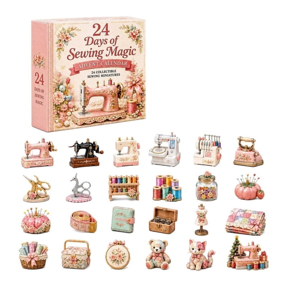 Liamobondopolis Sewing Advent Calendar 2026, 24 Days of Sewing Magic Countdown with Collectible Miniature Sewing Figures for Crafters and Holiday Decor