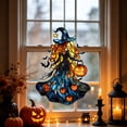 thumbnail image 1 of Liamobondopolis Stained Glass Style Witch Acrylic Hanging Ornament with Pumpkin Bat Pattern for Halloween Window Door Wall Decor 7.87 In, 1 of 8