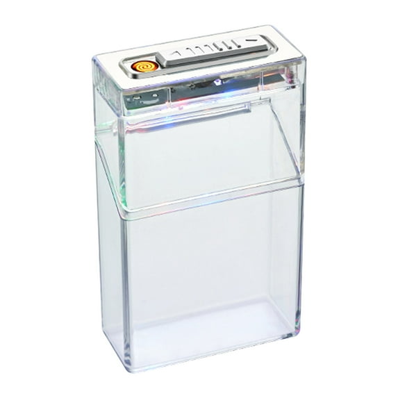 Transparent Colorful Light Cigarette Case With Tungsten Cigarette Lighter Usb Charging