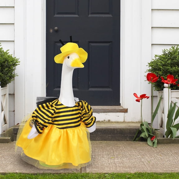 Liamobondopolis Whimsical Bumblebee Porch Goose Outfit with Tulle Skirt for 23 Inch Figurine Front Porch and Spring Decor