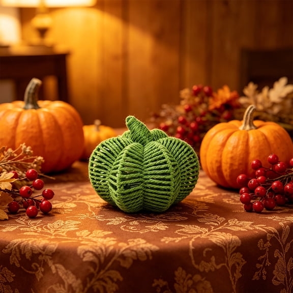 Liamobondopolis Woven Hollow Pumpkin Decor Multicolor Textured Fall Gourd Ornament for Thanksgiving Halloween Farmhouse Tabletop Mantel Decor 5.12x3.14in