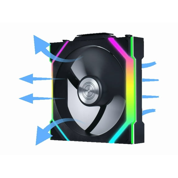 Lian Li 12RSL1W1B Wireless 120mm ARGB Case Fan Reverse Blade Single Black