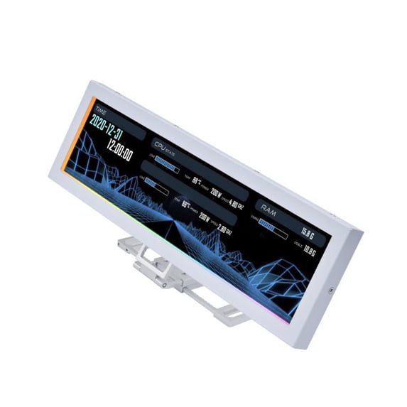 Lian Li SM088W 8.8" Universal Screen for PC - Dynamic Screen Control - Adjustable Mounting for Any Computer Setup - Customizable ARGB Frame - PC Temperature Display Panel - Mini Monitor (US88v1 White)