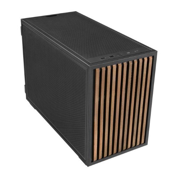 Lian Li B4-mATX Wood Compact SFF Computer Case | Walnut Wood Small Form Factor Case with Pre-installed 2 x 120mm Fans Rotating AC Inlet for Easy Cable Management | Horizontal/Vertical Setup (B4X-WD)