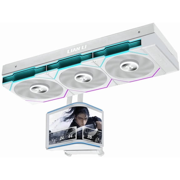 Lian Li Hydroshift II OLED Curved 360TL RGB Liquid CPU Cooler - 360mm AIO - 3x120mm TL Fans - Adjustable 6.67" Screen - 3D Animation Effects - Low Noise - LGA 1851/1700, AMD AM5/4- White...