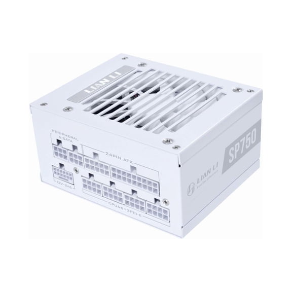 Lian Li SP V2 Gold - 750 Watt SFX Form Factor Power Supply with Native 12V-2x6 Cable - Low Noise - 80 Plus Gold Efficiency - ATX 3.1 & PCIe 5.0 Compliant - 92mm FDB Fan - 10-Year - White (SP750G.W)