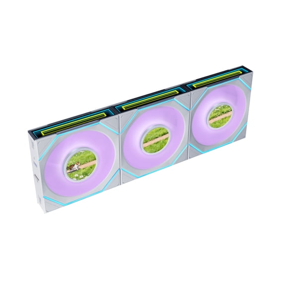 Lian Li UNI FAN SL Infinity LCD Flex 120mm Reverse Blade ARGB Fan, 3 Pack, Controller Not Included, White (12RSLIND1F3W)