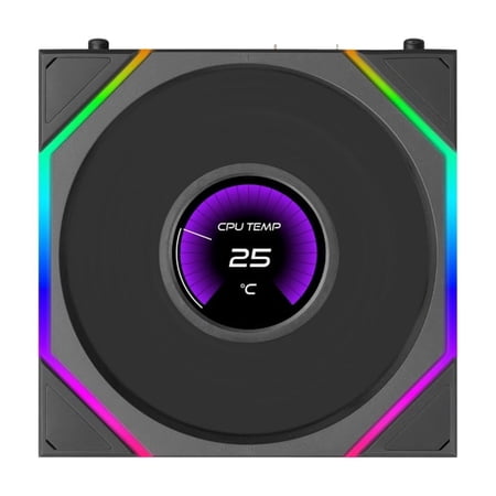 Lian Li UNI FAN TL LCD Flex 120mm Reverse Blade ARGB Fan, Single Pack, 1.8-inch LCD Screen, Controller Not Included, Black (12RTLLCD1F1B)