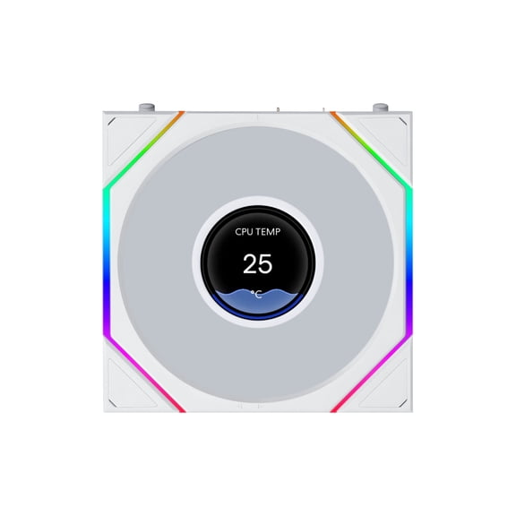 Lian Li UNI FAN TL LCD Flex 120mm Reverse Blade ARGB Fan, Single Pack, 1.8-inch LCD Screen, Controller Not Included, White (12RTLLCD1F1W)