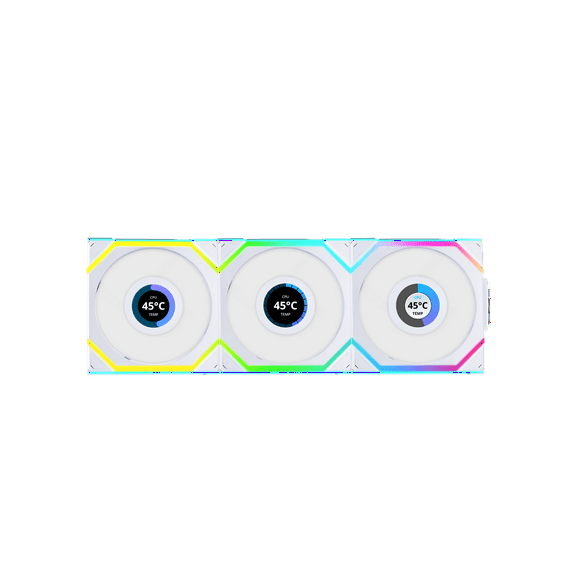 Lian Li 12SLLCD1W3W Wireless 120mm ARGB Case Fans LCD 1.6" Triple Pack White