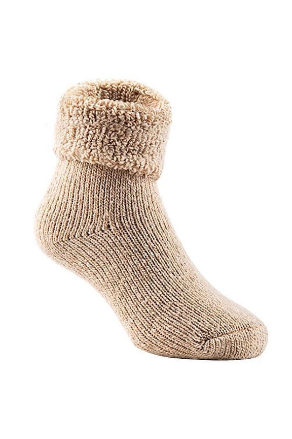 1 Pair Father-Mother-Son Pack Extra Thick Wool Boot Socks Crew Plain, Size 0Y-2Y, ColorKhaki