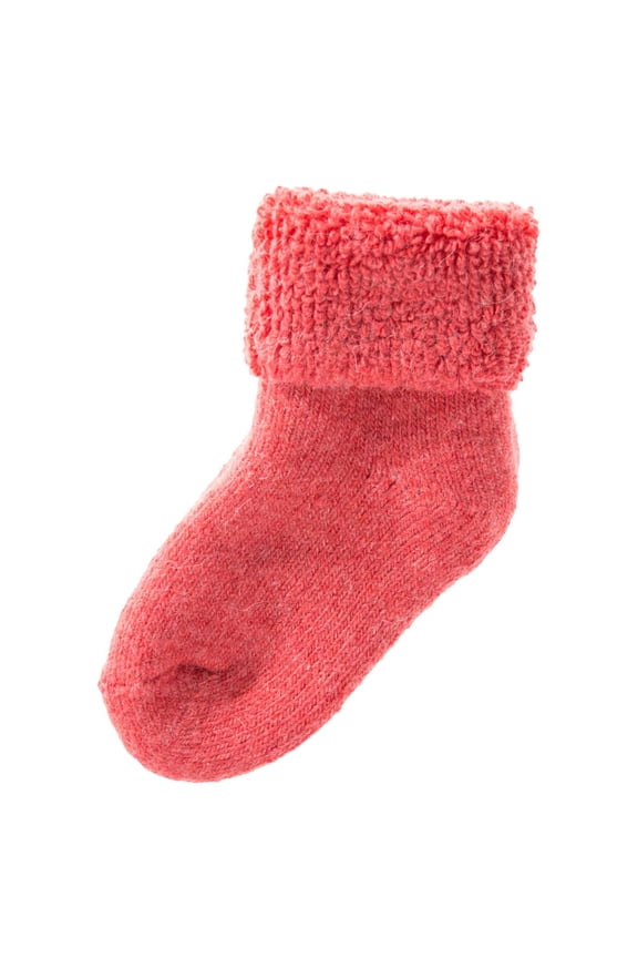 1 Pair Father-Mother-Son Pack Extra Thick Wool Boot Socks Crew Plain, Size 2Y-5Y, ColorRed