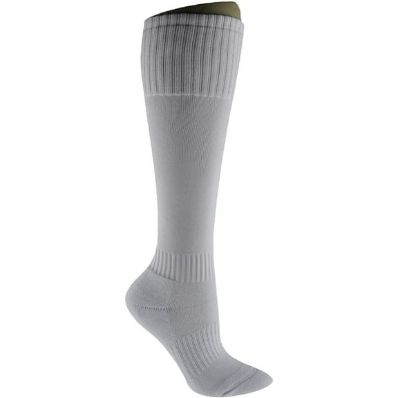Lian LifeStyle 1 Pair Plain Knee High Cotton Sports Socks for Youth Unisex Medium White