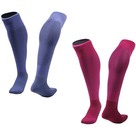 Lian LifeStyle 2 Pairs Exceptional Knee High Sports Socks for Soccer, Softball, Baseball and many other Sports XL0005 Size M LightBlue,Rose