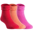 thumbnail image 1 of Lian LifeStyle 3 Pairs Children Wool Crew Boot Socks. , Soft, Adorable and Durable HRL1801 Size 12M-24M Rose, Orange, Red, 1 of 9